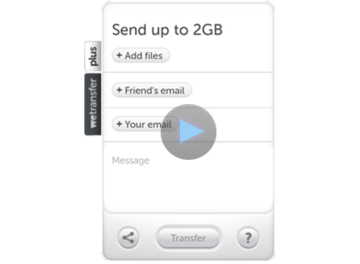 Wygląd boksu do transferowania plików w usłudze wetransfer.com